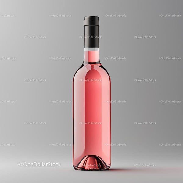 Modern Rosé Wine Bottle Mockup Presentation Over a Grey Surface