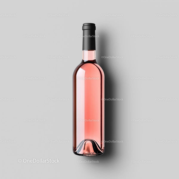 Minimalist Grey Backdrop Featuring a Rosé Bottle