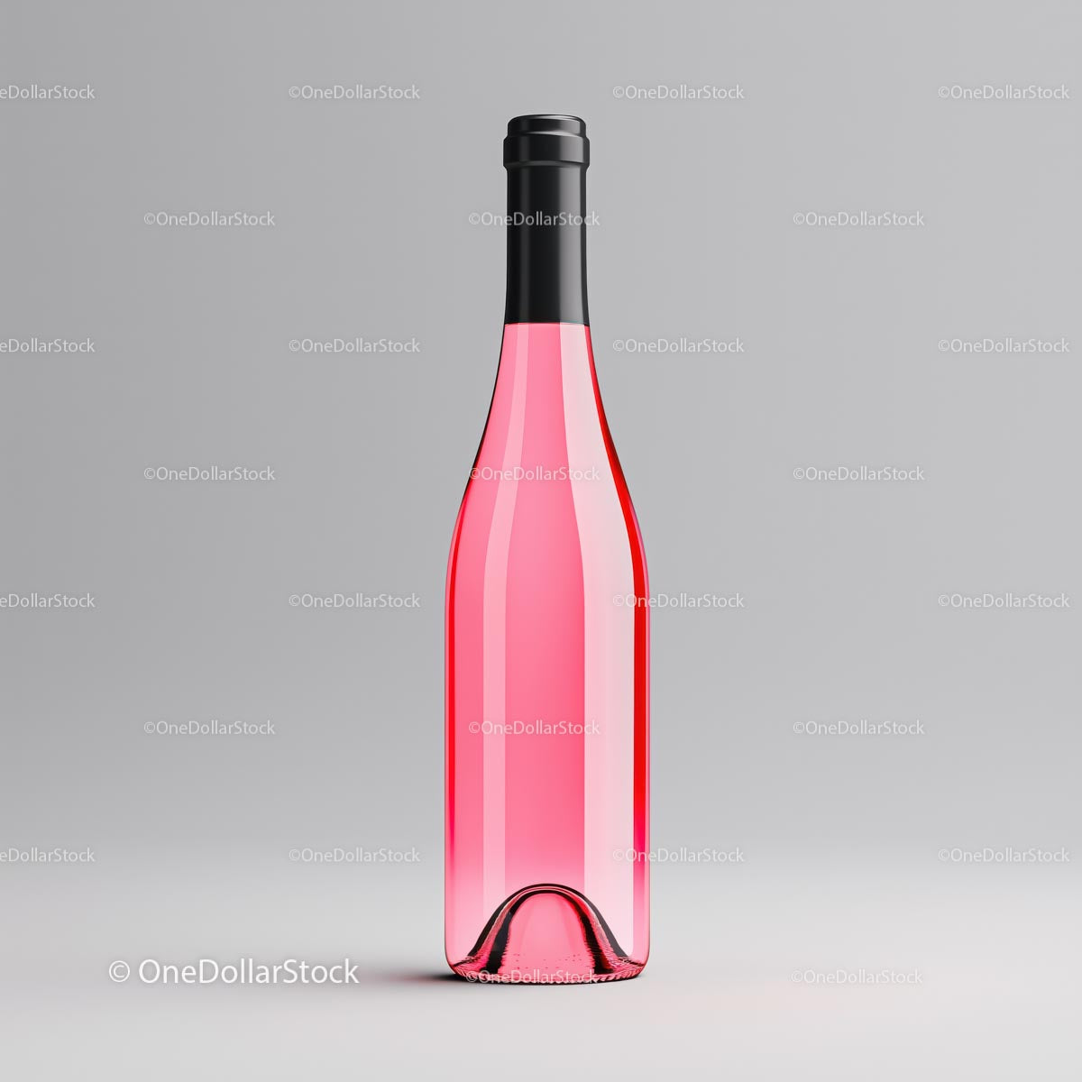 Elegancka różowa butelka wina na szarym tle