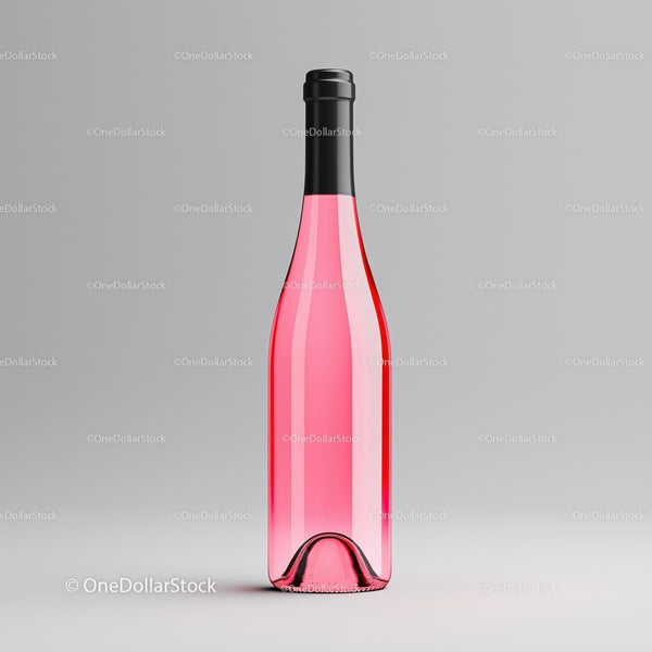 Elegant Pink Wine Bottle on Gray Background