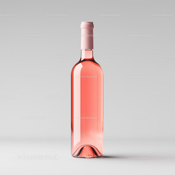Elegant Pink Rosé Wine Bottle on Clean White Background