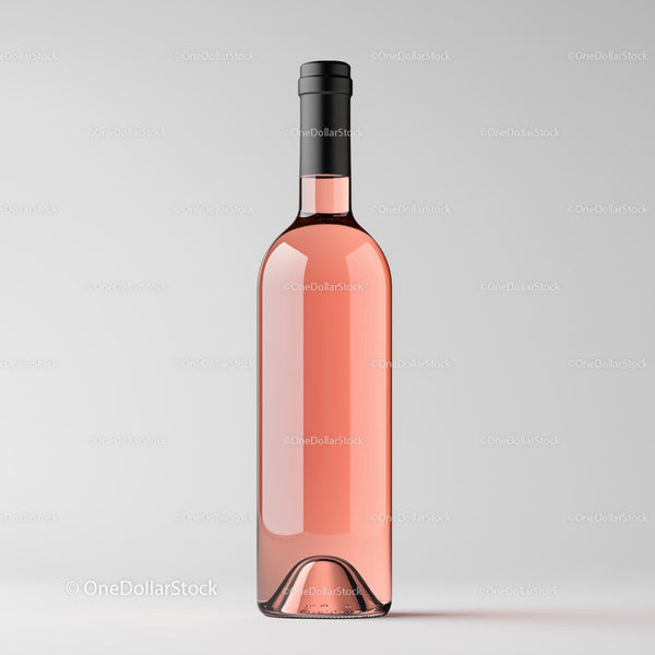 Sleek Pink Rosé Bottle Against a Soft Grey Canvas