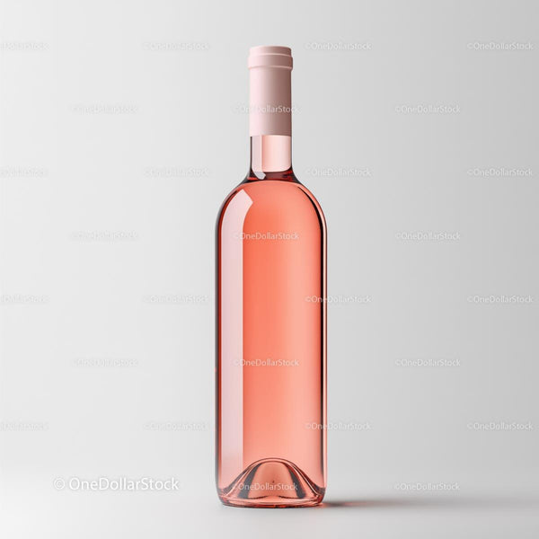 Clean Product Scene of Elegant Rose Wine Bottle on Minimalist Background