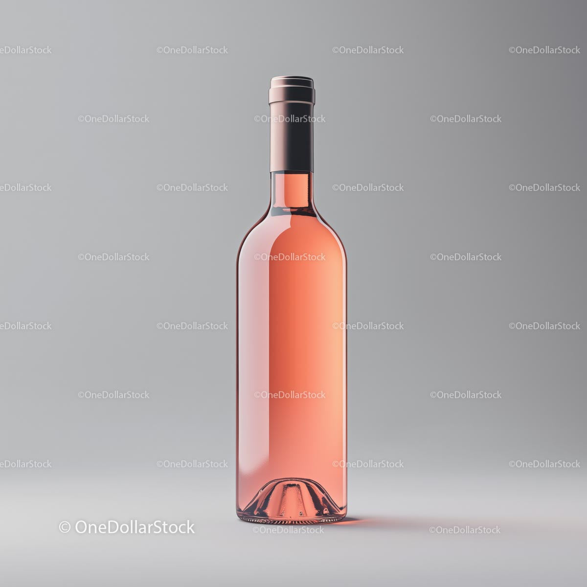 Rose Wine Bottle on Mist-Grey Background in Contemporary Style