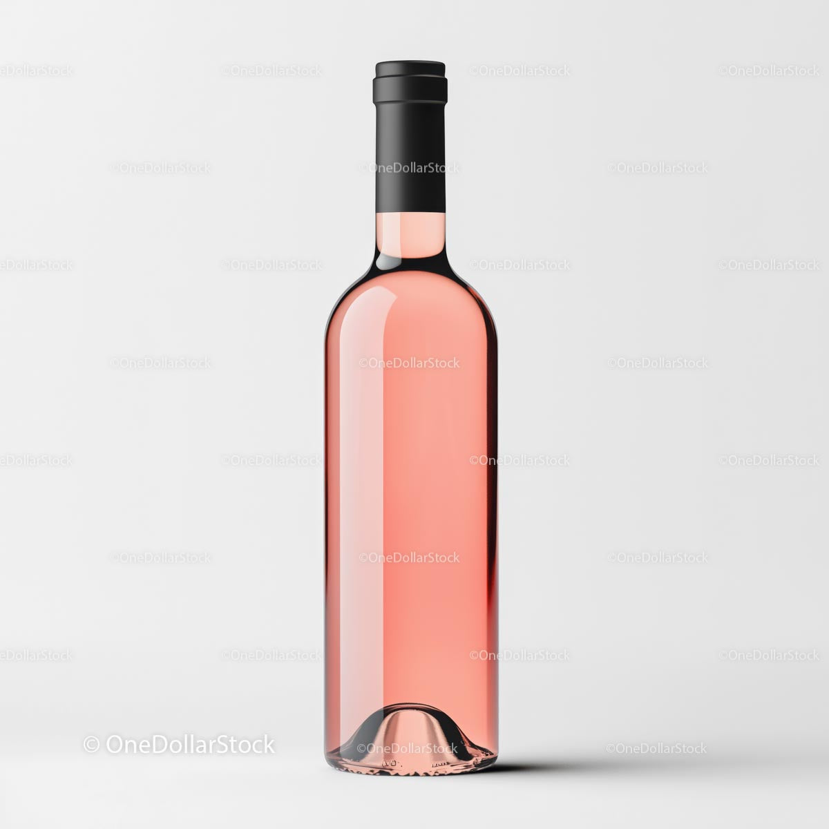 Elegant Rose Wine Bottle on Minimalist Background