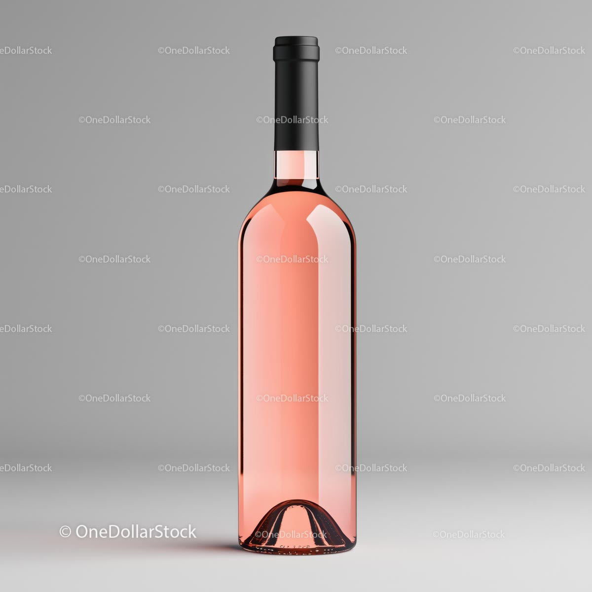 Grey-Toned Studio Shot of a Blush Wine Bottle