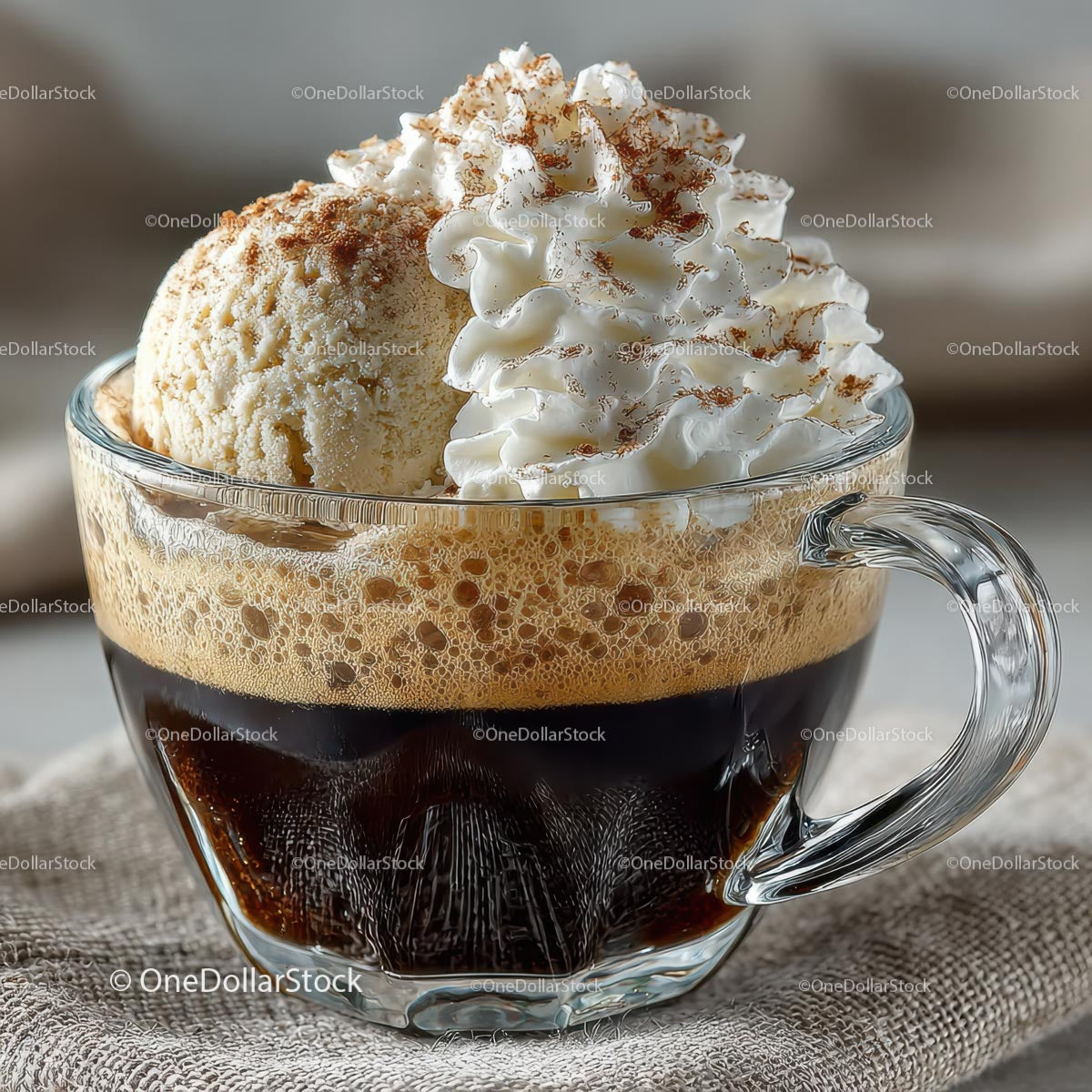 Rich Espresso with Vanilla Ice Cream and Whipped Cream