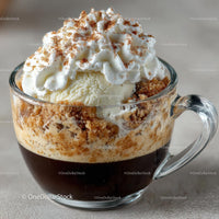 Warm Coffee Dessert with Ice Cream and Whipped Cream