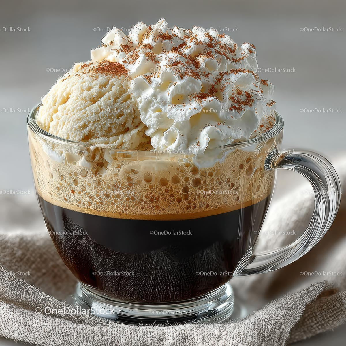 Creamy Espresso with Whipped Cream and Ice Cream