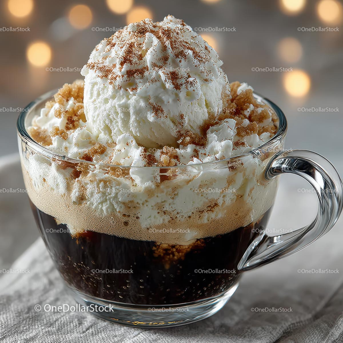 Coffee with Whipped Cream and Cinnamon Topping