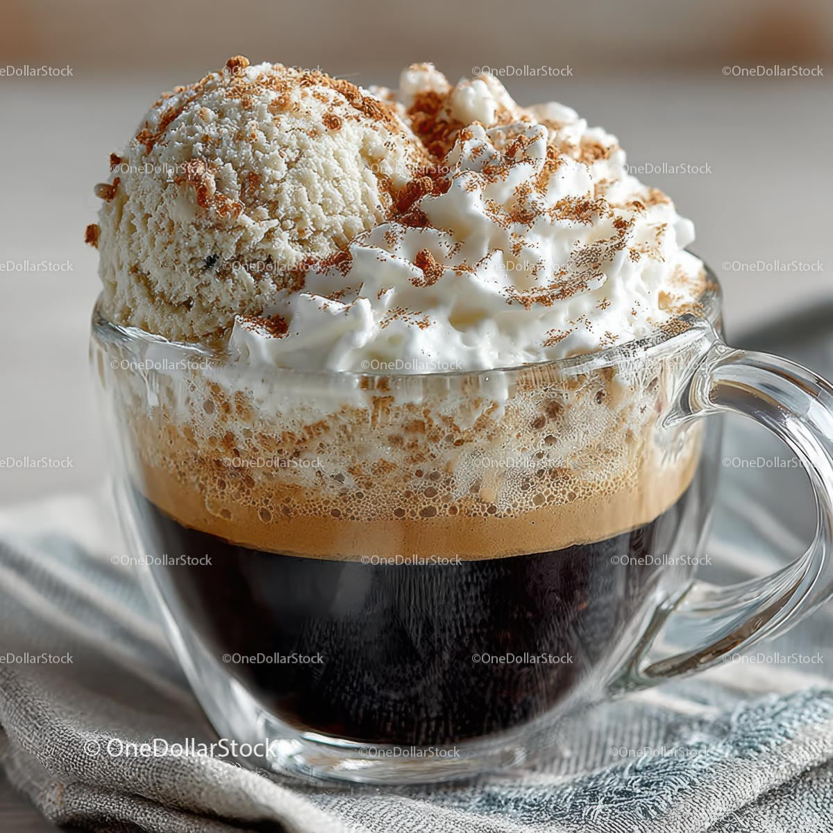Indulgent Coffee with Whipped Cream and Ice Cream