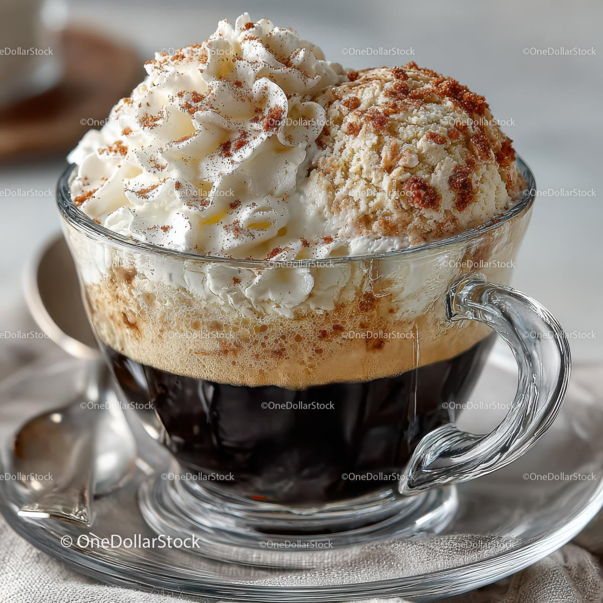 Gourmet Coffee with Whipped Cream and Ice Cream Delight