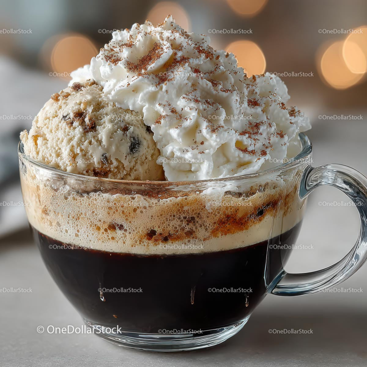 Affogato with Vanilla Ice Cream and Whipped Cream