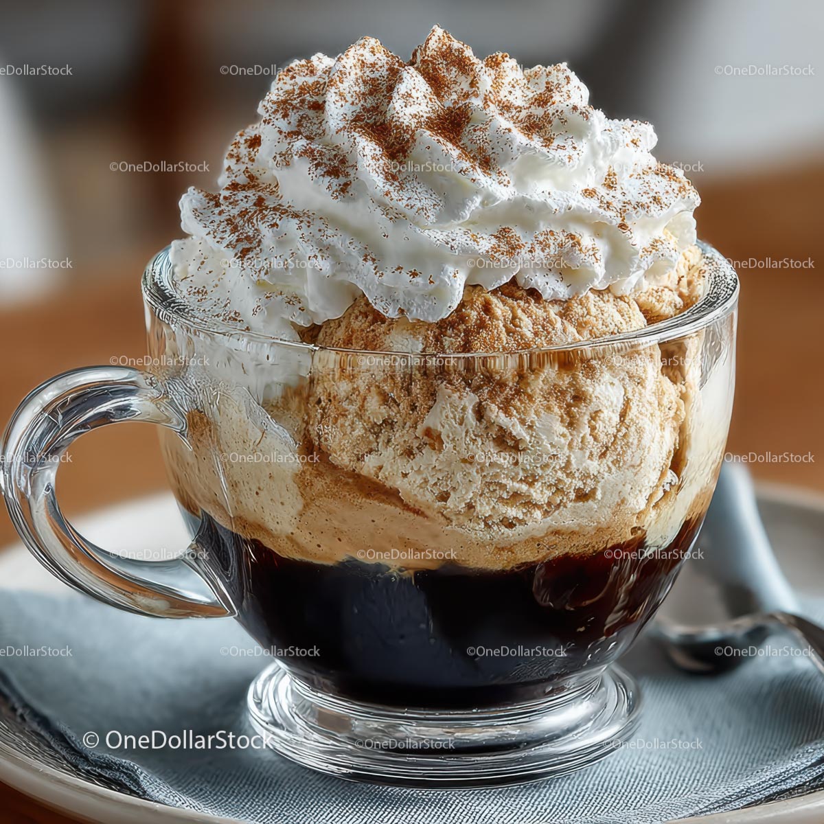 Delicious Affogato with Whipped Cream Topping