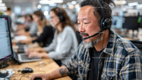 Focused Customer Support Specialist in Modern Office
