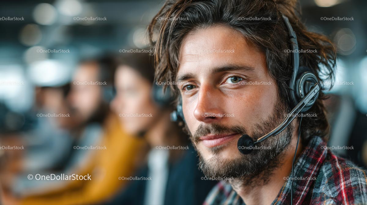 Friendly Male Professional with Headset in Modern Office