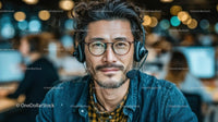 Professional Call Center Agent in Modern Office