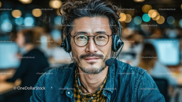 Professional Call Center Agent in Modern Office
