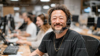Smiling Customer Service Representative in Modern Office