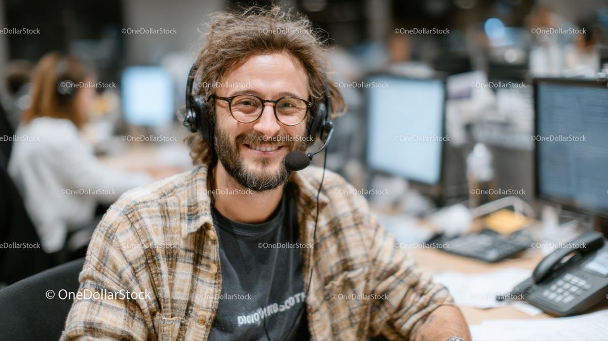 Smiling Customer Service Representative in Office