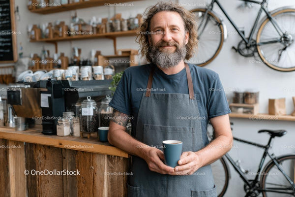 Przyjazny barista w przytulnej hipsterskiej kawiarni