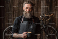 Bearded Barista with Coffee in Rustic Cafe