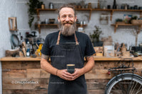 Bearded Barista in Cozy Rustic Coffee Shop