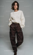 Stylish Woman in White Sweater and Brown Pants Stock Photo Bundle preview 19
