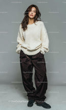 Fashionable Woman in Cozy Oversized Sweater and Pants