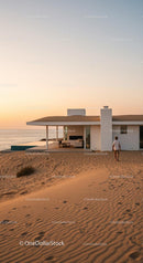 Modern Beachfront House at Sunset with Ocean View