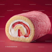 Strawberry Roll Cake with Whipped Cream Filling