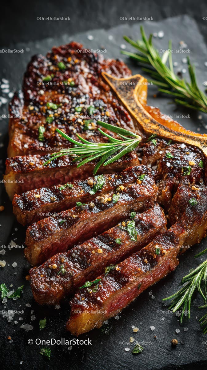 Grillowany stek Ribeye z kością i rozmarynem