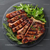 Grilled T-Bone Steak with Fresh Rosemary and Arugula