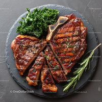 Grilled Bone-In Steak with Fresh Herb Garnish