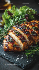 Grilled Chicken Breast with Rosemary and Fresh Greens