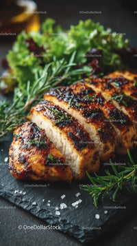 Grilled Chicken Breast with Rosemary and Fresh Greens