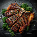 Juicy Grilled T-bone Steak with Fresh Rosemary and Kale