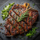 Grilled Steak with Rosemary and Herb Garnish