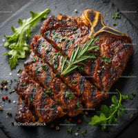 Grilled Steak with Rosemary and Herb Garnish