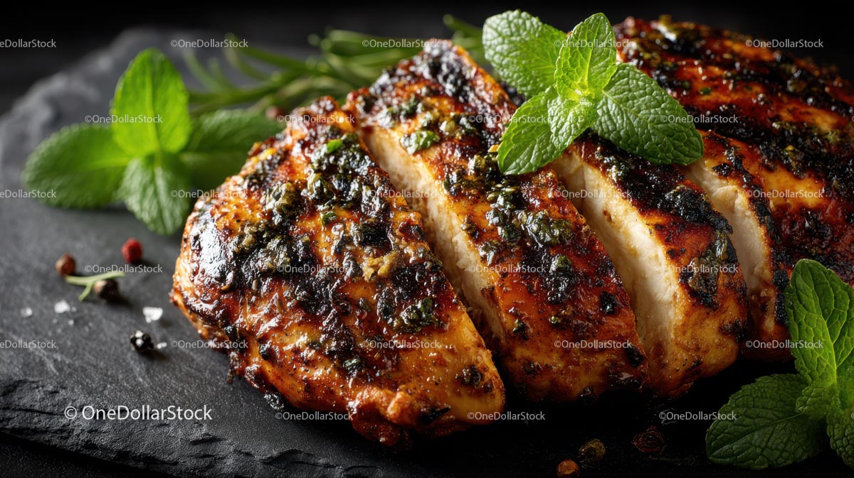 Grilled Chicken Breast with Fresh Herb Garnish