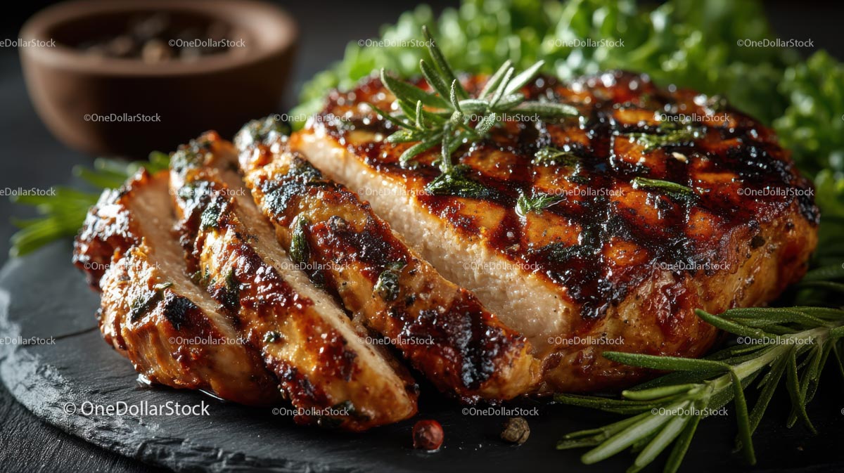 Grilled Chicken Breast with Fresh Rosemary Garnish