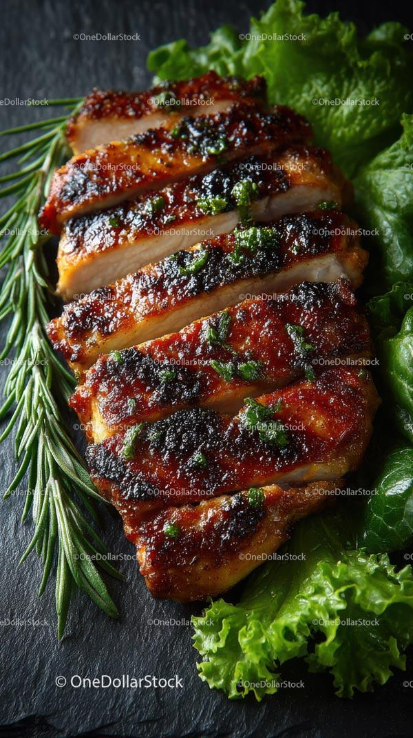 Perfectly Grilled Chicken Breast with Rosemary and Lettuce