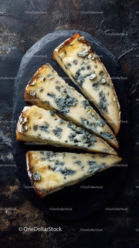 Gourmet Blue Cheese Slices on Slate Board