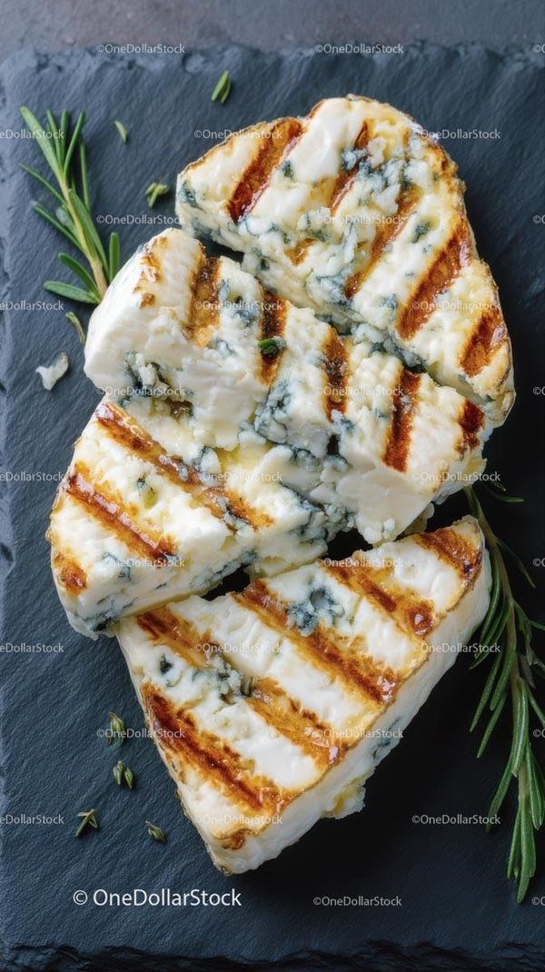 Grilled Blue Cheese with Rosemary on Slate