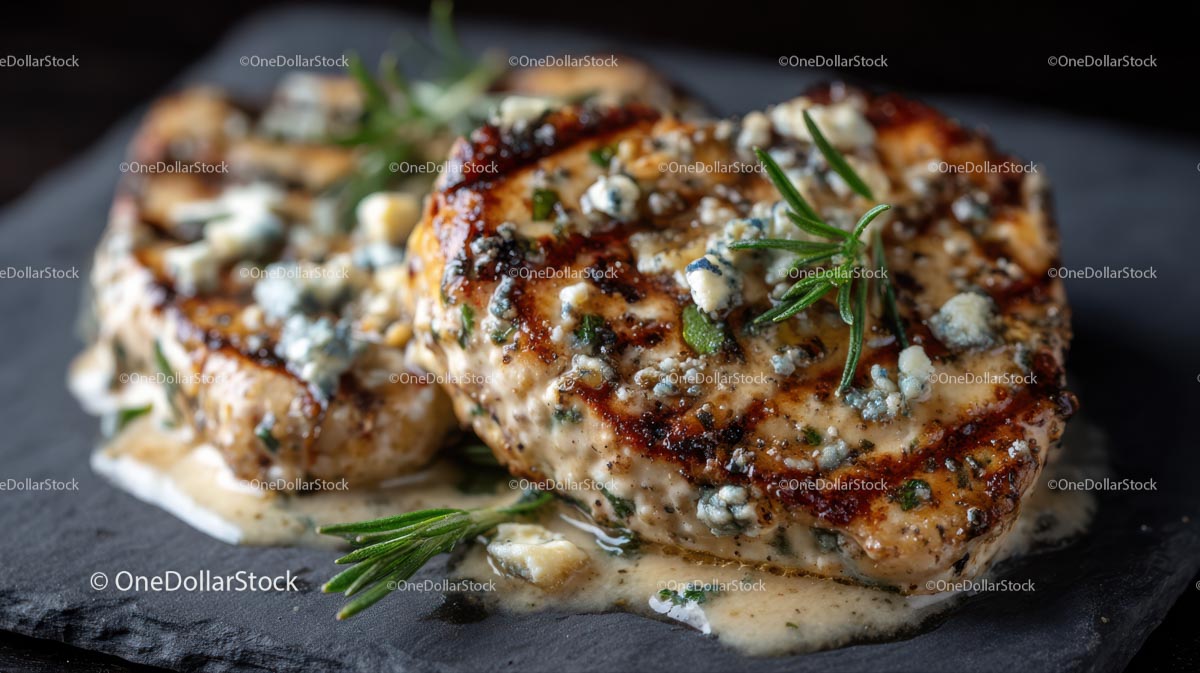 Grilled Pork Chops with Blue Cheese and Rosemary