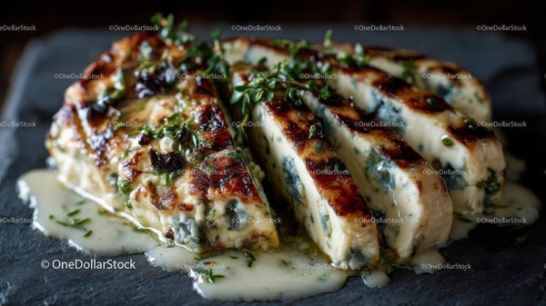 Grilled Blue Cheese Slices with Fresh Herb Garnish