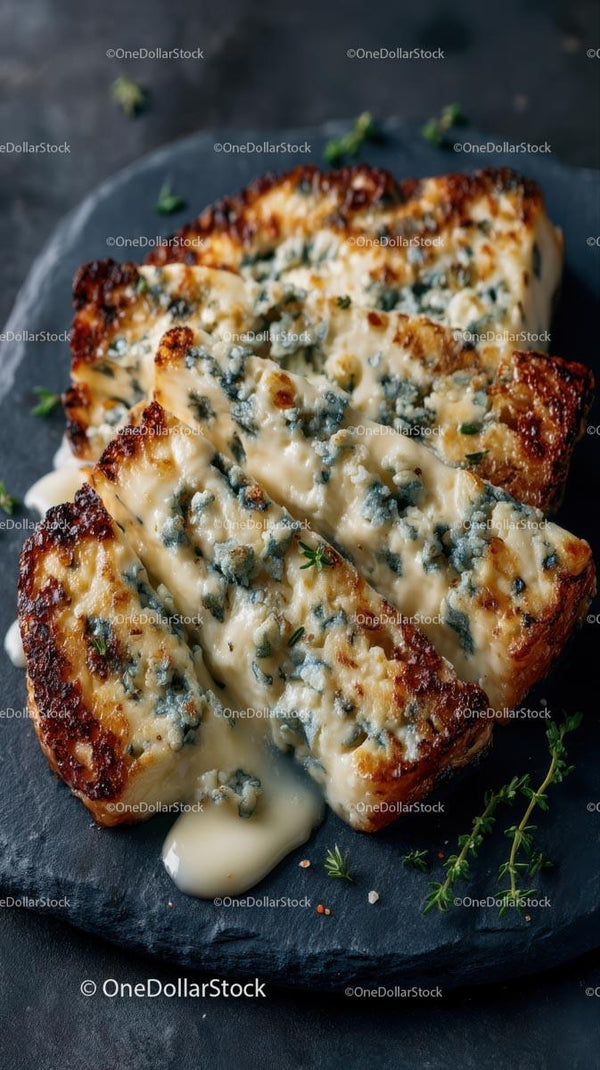 Savory Garlic Bread with Melted Blue Cheese