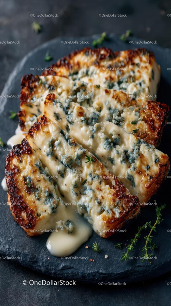 Savory Garlic Bread with Melted Blue Cheese