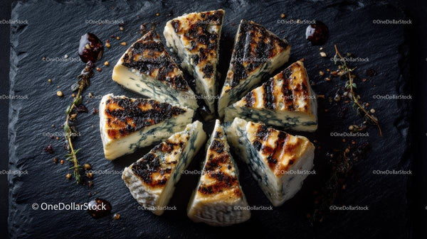Gourmet Blue Cheese Wedges on Slate Platter