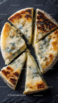 Artisan Blue Cheese Slices on Rustic Slate